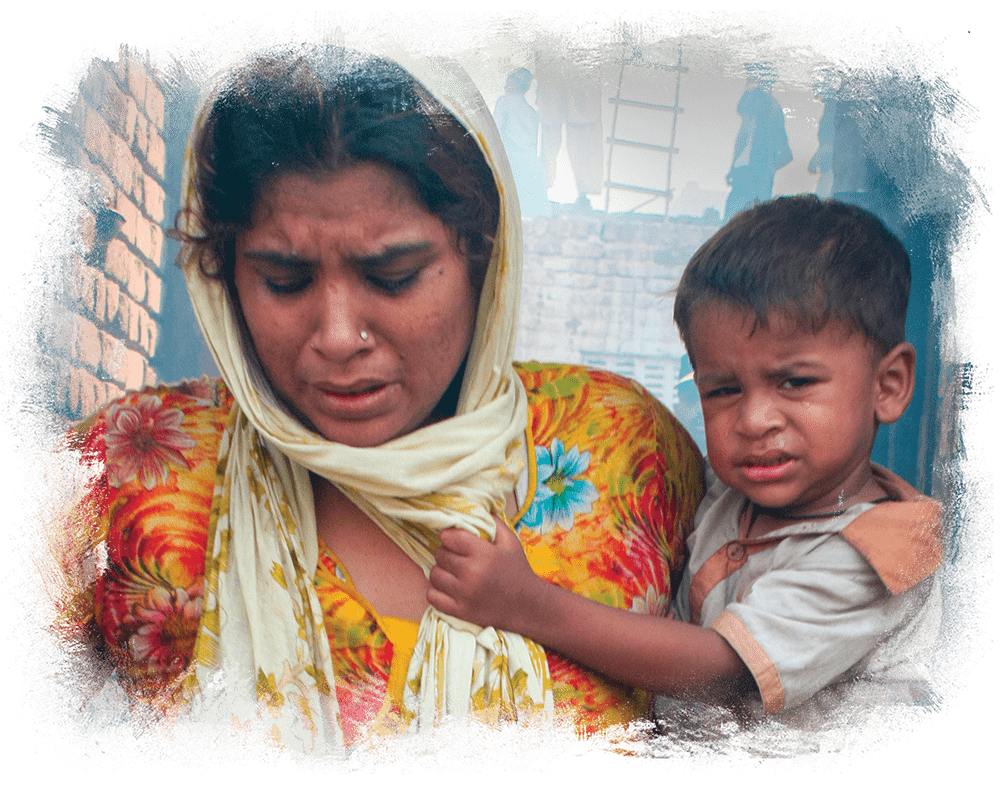 Woman holding crying child