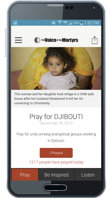 VOM Pray Today App on Phone